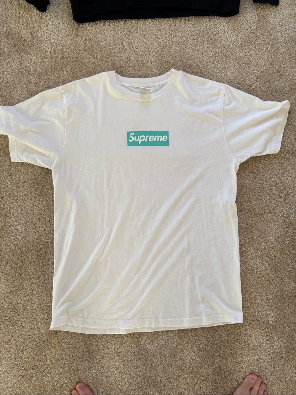 Supreme White Box Logo T-Shirt - White with Tiffany Blue Box